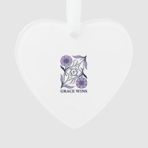 Grace Wins Floral Christian Vintage Engraving Tee_ Ornament