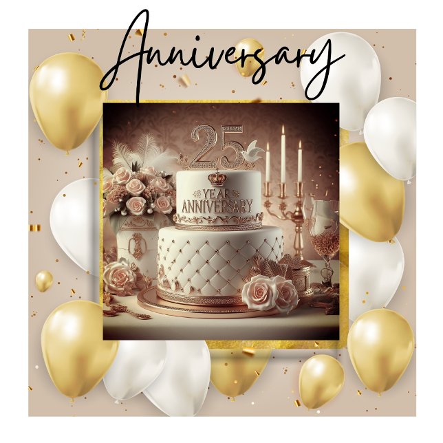 GRACEFUL 25TH WEDDING ANNIVERSARY CAKE  INVITATION (Creator Uploaded)