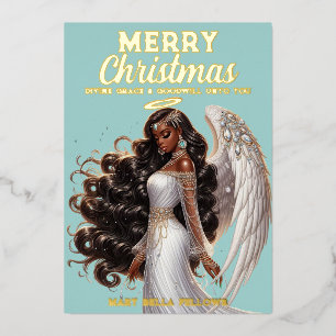 Graceful African American Angel Goddess Spiritual Foil Holiday Card