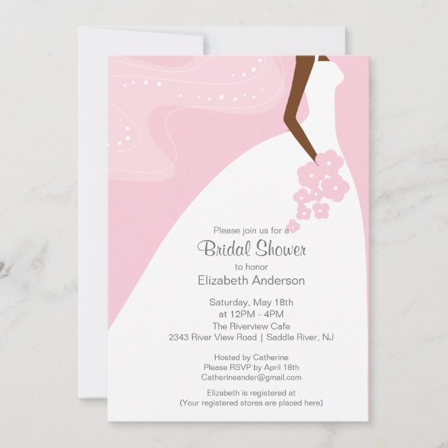 Graceful African American Bride Bridal Shower Invitation (Front)