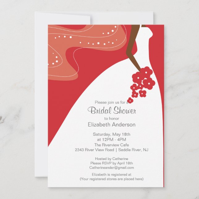 Graceful African American Bride Bridal Shower Invitation (Front)
