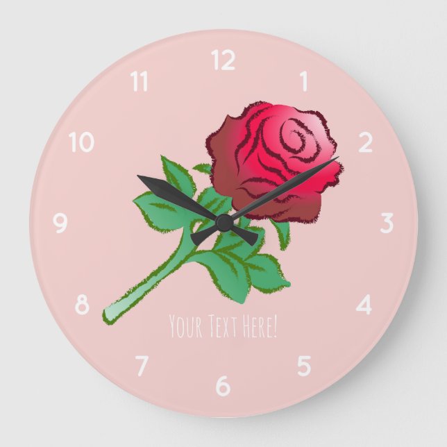 Graceful and Beautiful Red Rose Large Clock (Front)