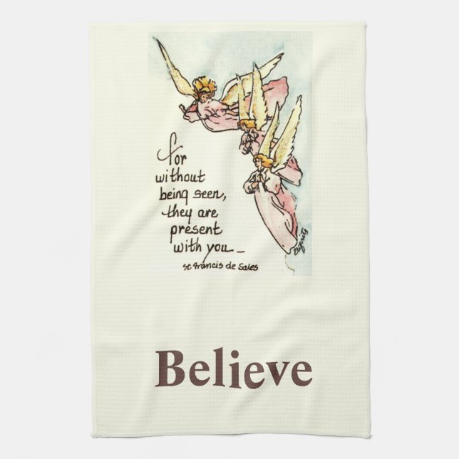 Graceful Angels Bring Comfort saying watercolor  Tea Towel (Vertical)