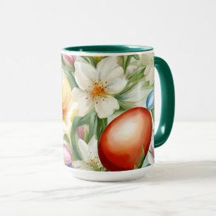Graceful Apple Blossom, Tulips and Easter Eggs Mug