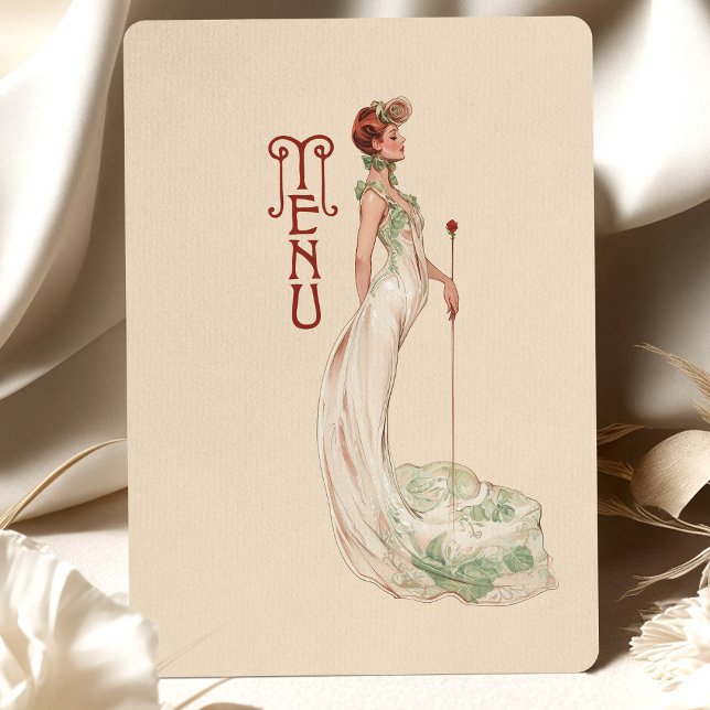 Graceful Art Nouveau Wedding Menu Card (Creator Uploaded)