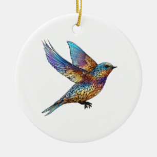 "Graceful Aviator" Multi-coloured Swift Bird Ceramic Ornament
