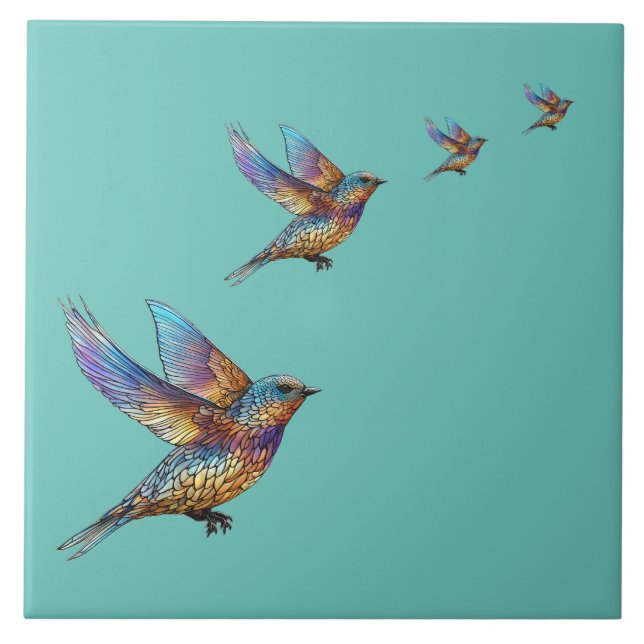 "Graceful Aviator" Multi-coloured Swift Bird Ceramic Tile (Front)