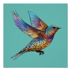 "Graceful Aviator" Multi-coloured Swift Bird Poster