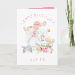 Graceful Ballerina Florals Name Happy Birthday Card