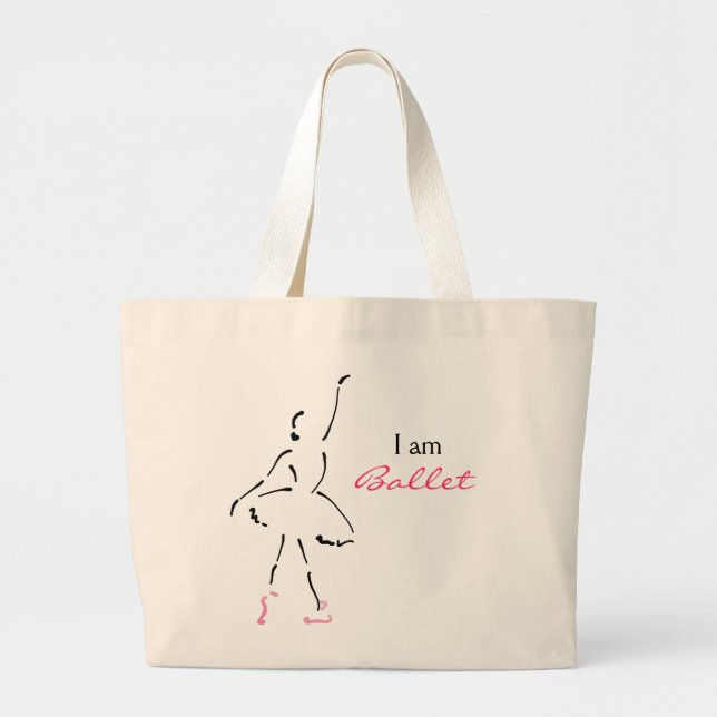 Graceful Ballet Dancer with Customisable Slogan Large Tote Bag (Front)