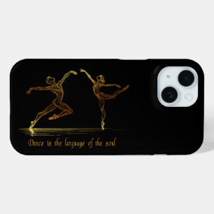 Graceful Ballet Dancers in elegant golden Line Art iPhone 15 Case