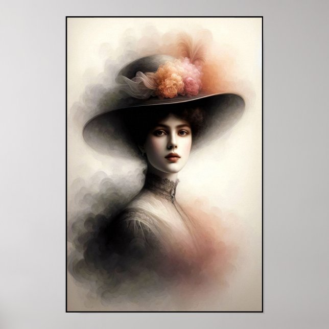 Graceful Beauty In Vintage Mist Poster (Front)