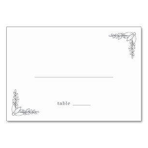 Graceful Black Line Art Florals Table Number