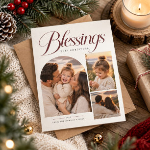 Graceful Blessings Arch 3Photo Religious Christmas Holiday Card