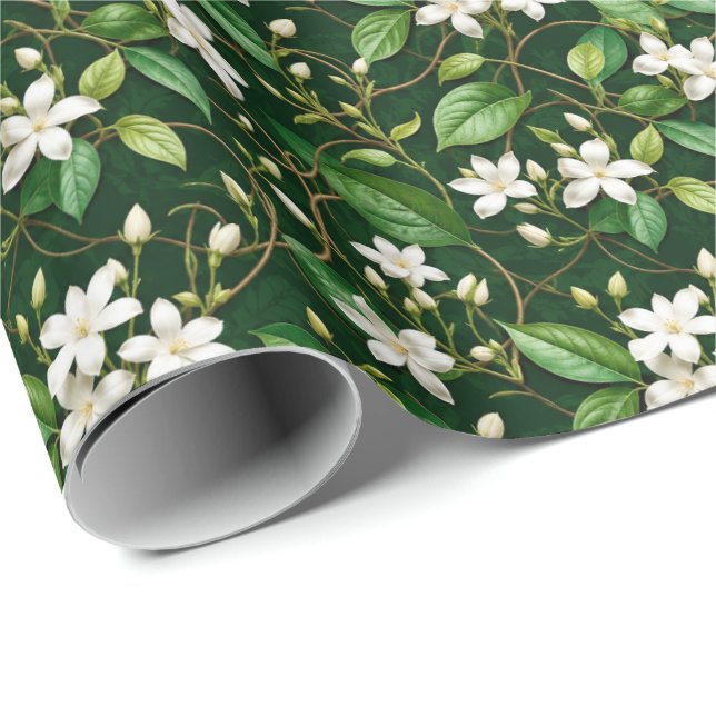 Graceful Blooming Jasmine Vines Wrapping Paper (Roll Corner)