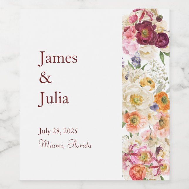 GRACEFUL Blooms Wine Label (Single Label)