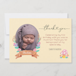 Graceful Blossoms Floral yellow photo message Thank You Card