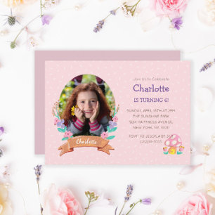 Graceful Blossoms: Hand-Drawn Floral Wreath  Pink Invitation