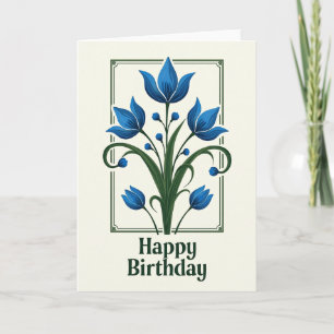 Graceful Blue Birthday Card