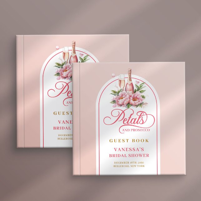 Graceful blush and gold petals prosecco sign book (Graceful blush and gold petals prosecco sign book)