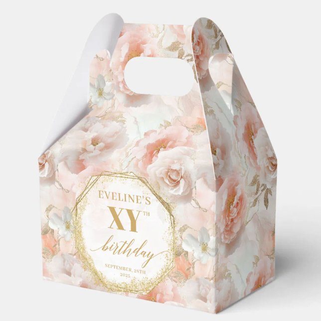 Graceful Boho Pastel Pink Rustic Gold Birthday Favour Box (Graceful Boho Pastel Pink Rustic Gold Birthday Favor Boxes)