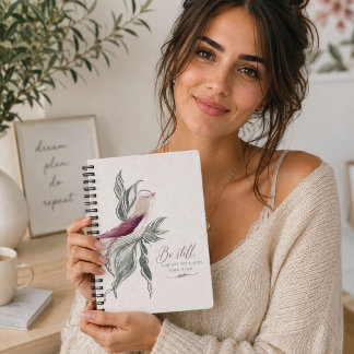 Graceful botanical bird notebook
