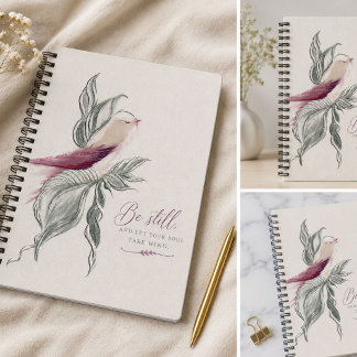 Graceful botanical bird notebook