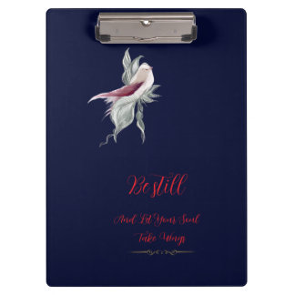 Graceful botanical bird spiral heart shapnotebook clipboard