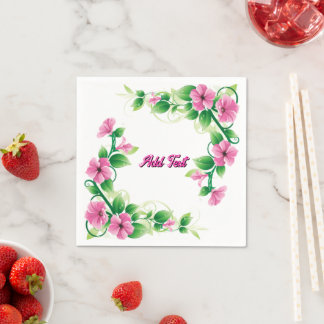 Graceful Botanical Party Blooming Artwork White  Napkin