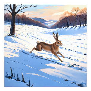 Graceful Bounds of Hare : Full of Winter Joy Photo Print