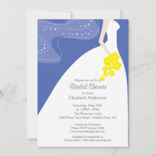 Graceful Bride Bridal Shower Invitation Blue