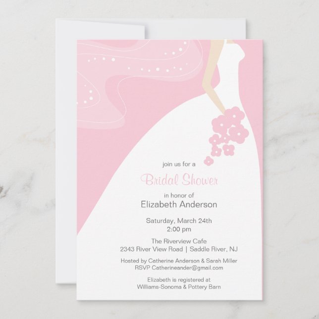 Graceful Bride Bridal Shower Invitation Pink (Front)