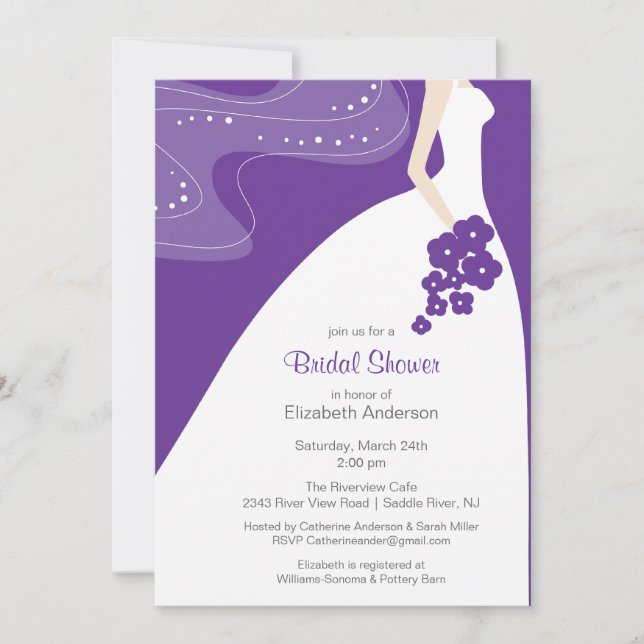 Graceful Bride Bridal Shower Invitation Purple (Front)
