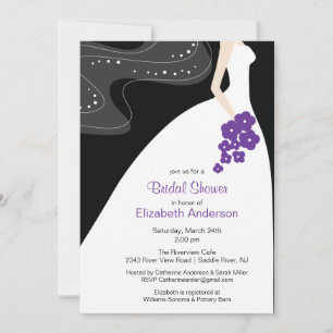Graceful Bride Bridal Shower Invitation Purple