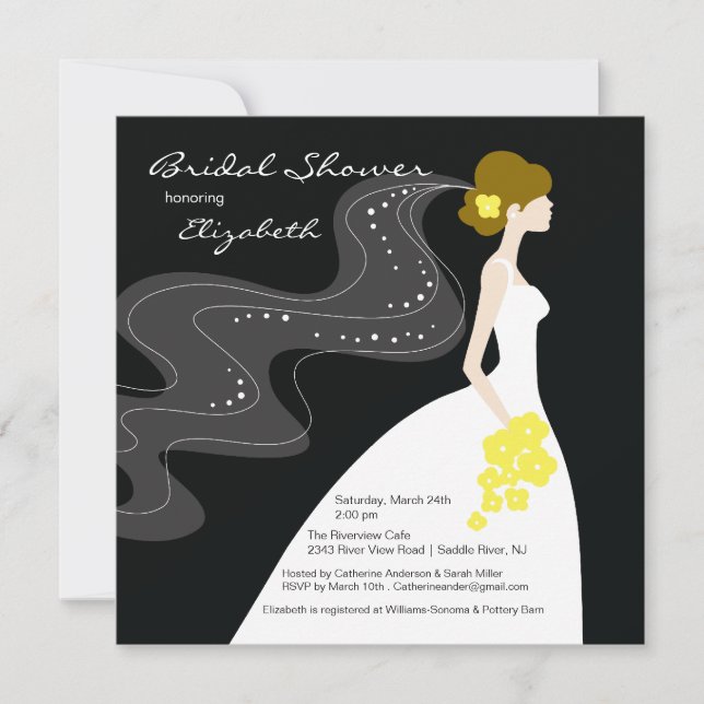 Graceful Bride Bridal Shower Invitation yellow (Front)