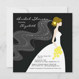 Graceful Bride Bridal Shower Invitation yellow
