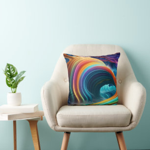 Graceful Bright Rainbow Waterfall Cushion