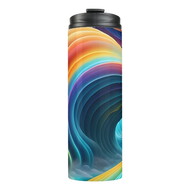 Graceful Bright Rainbow Waterfall Thermal Tumbler (Front)