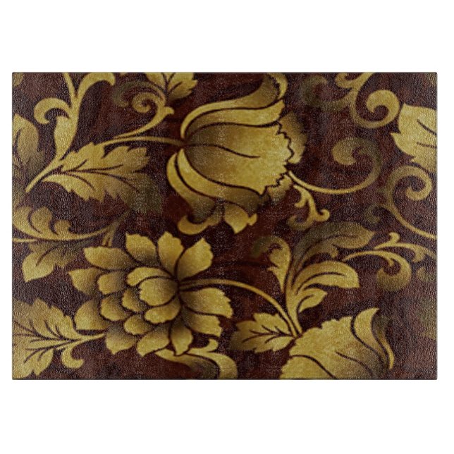 Graceful Brown Floral Cutting Board (Front)