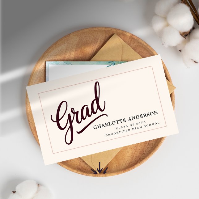 Graceful Burgundy Script Grad Enclosure Card (Creator Uploaded)