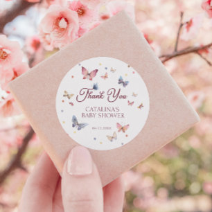 Graceful Butterfly Pastel Thank You Classic Round Sticker
