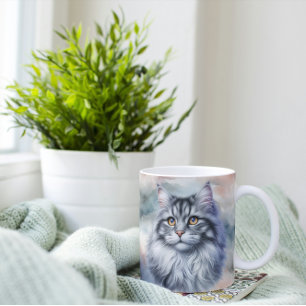 Graceful Cat in Watercolor Coffee Mug