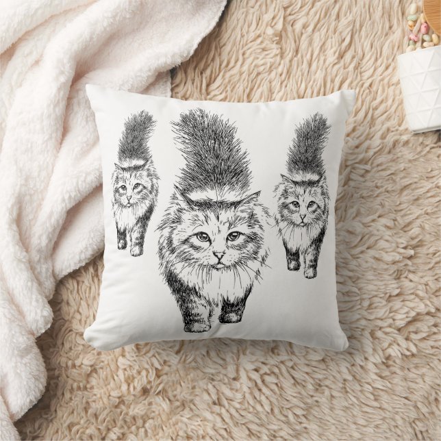 Graceful Cat Stroll Cushion (Blanket)