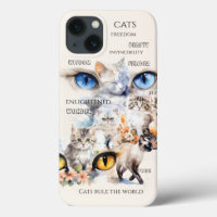 Graceful Cats Watercolor Art Typography