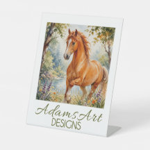 Graceful Chestnut Horse by Riverside Watercolor