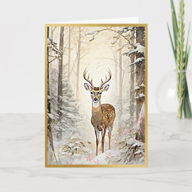 Graceful Christmas Deer Card (Front)