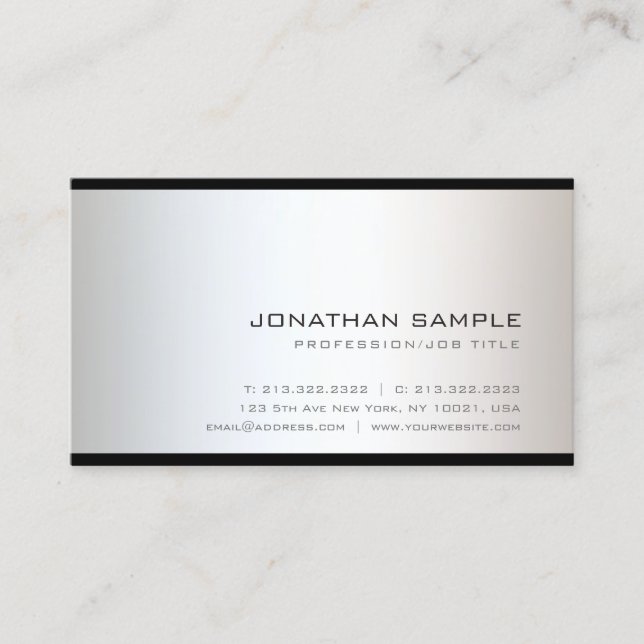 Graceful Clean Professional Modern Unique Plain Business Card (Front)