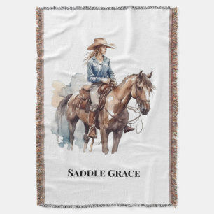 Graceful Cowgirl Western Bedding Accent Throw Blanket