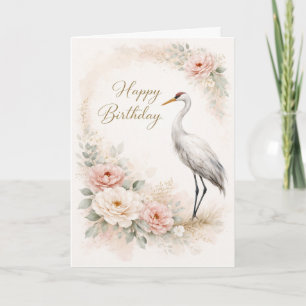 Graceful Crane Birthday Elegance Card