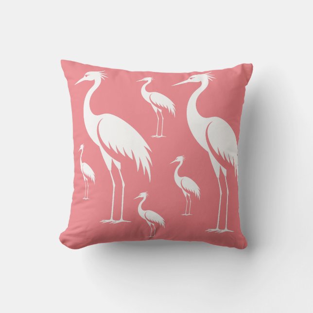 Graceful Crane Migrating Bird Decor Cushion (Front)